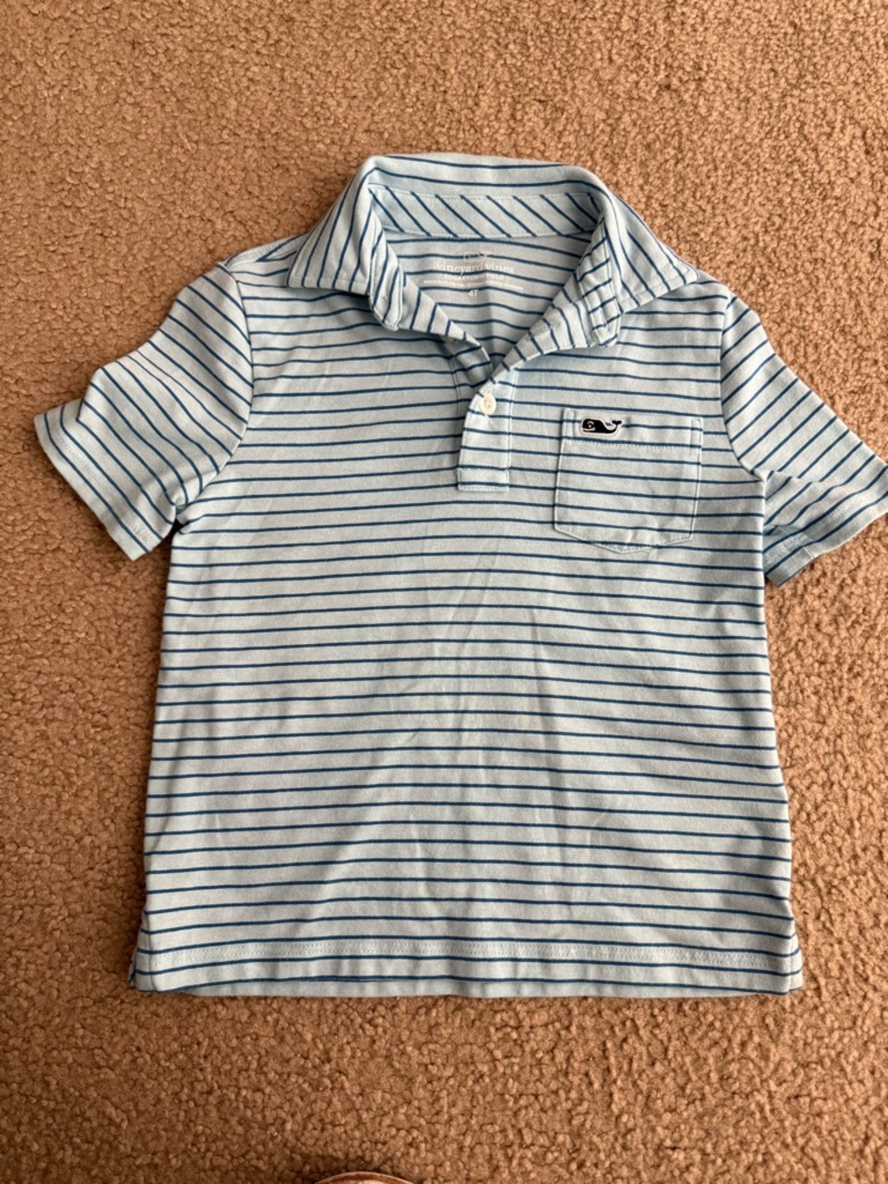 Vineyard Vines Light Blue & Navy Striped Kids Polo
